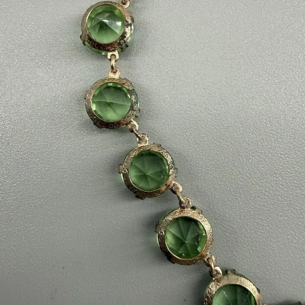Antique Art Deco Mixed UV Reactive Glass Rivière Necklace Uranium Manganese UV - Picture 15 of 16